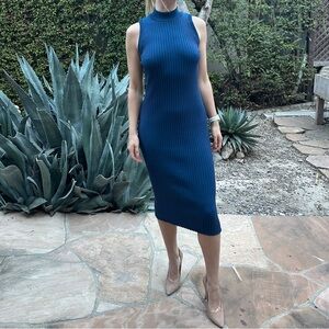 Zara High Neck Ribbed Body con Dress